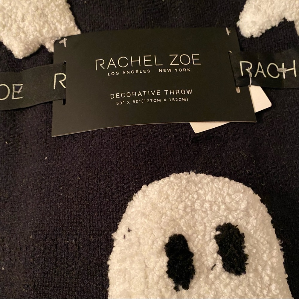 RACHEL ZOE Black & White Ghost Decorative Throw Blanket | HomeGoods 👻 - Picture 2 of 4